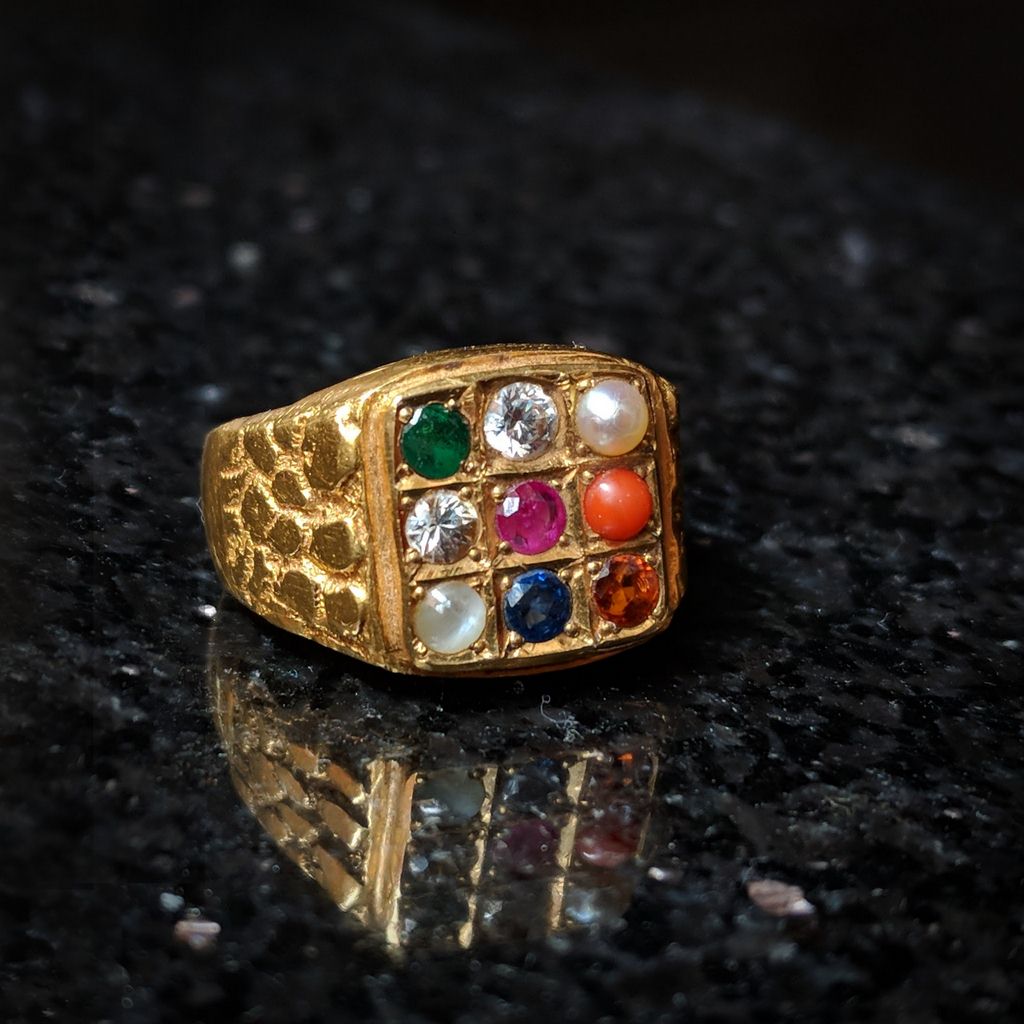 24KT Gold Handmade Navaratna Ring – Queens D & J