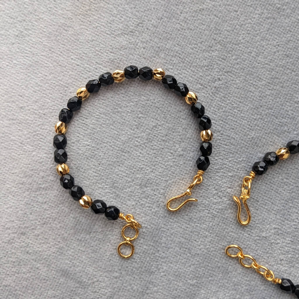 Buy 22ct Yellow Gold Baby Bracelet Black & Gold Beads Maniya / Manka /  Nazariya Online in India - Etsy