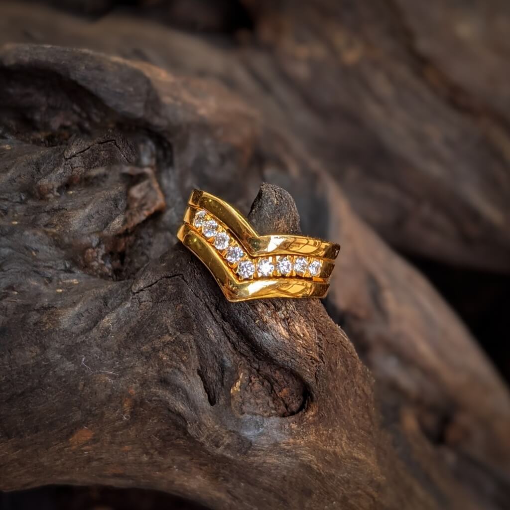 18k Yellow Gold Plated Wishbone Ring, Chevron Ring For Daily Wear Jewelry  Gift | eBay