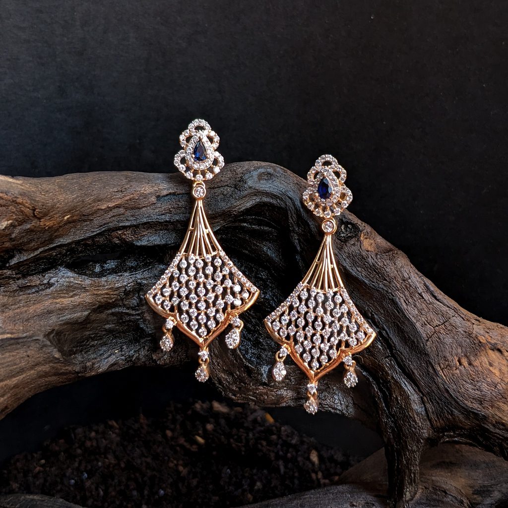 Gold Color Diamond American Rose Gold Earrings (ADE129GLD)