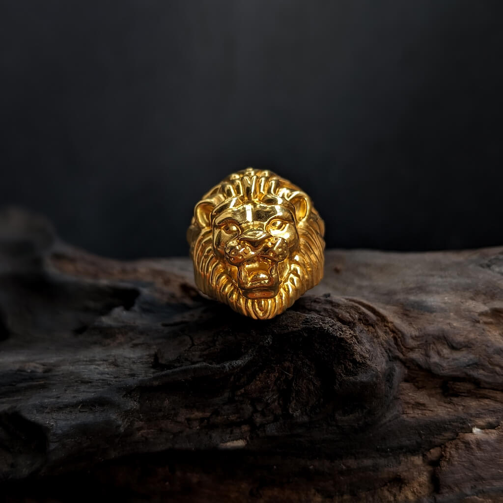 5 Line Rudraksha Cool Design Gold Plated Lion Face Bracelet with Diamonds -  Style A085 – Soni Fashion®