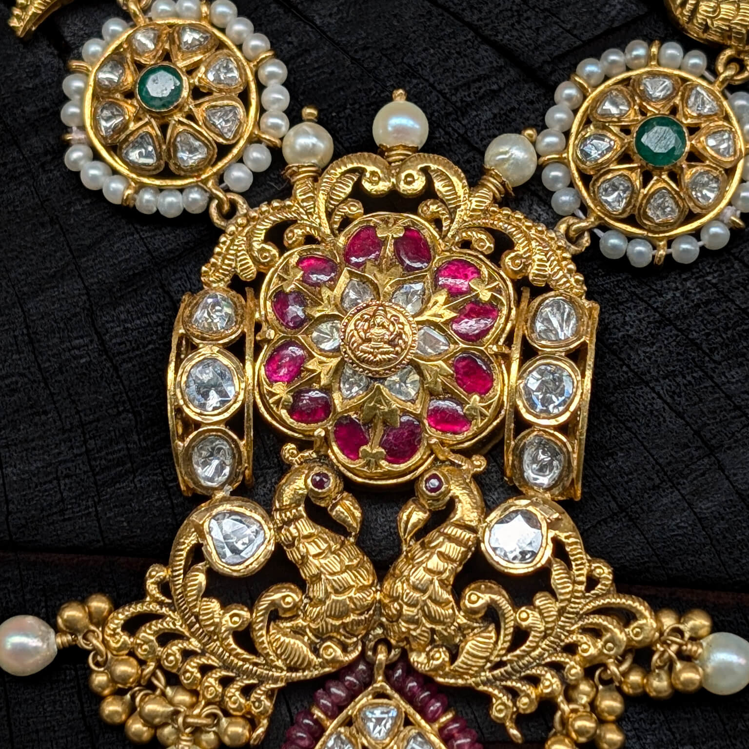 Emerald Uncut Diamond Long Necklace Designs Emerald Uncut Diamond