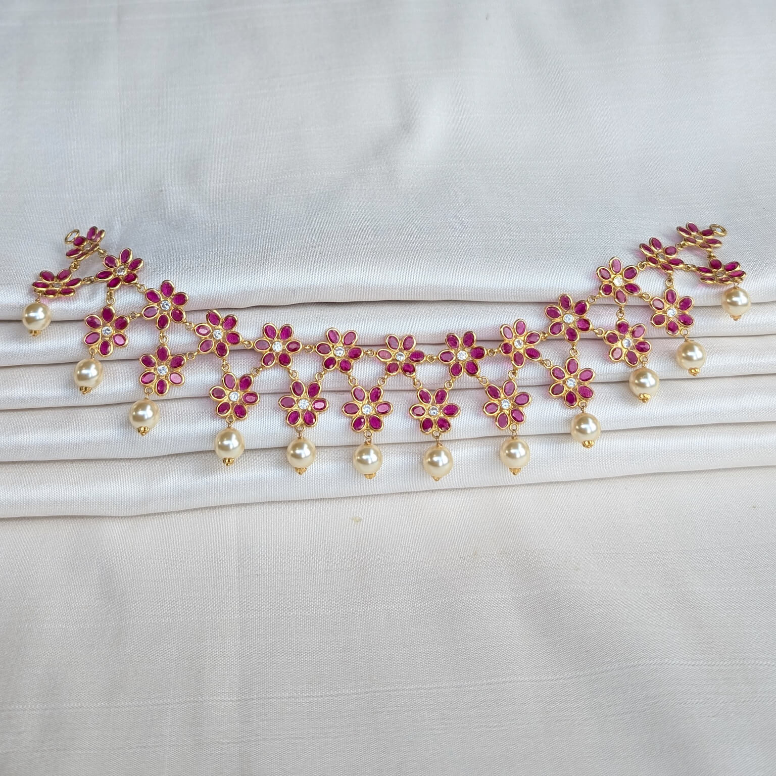 Necklace - Synthetic Polki Colored Stone Necklace - Synthetic Polki Colored Stone