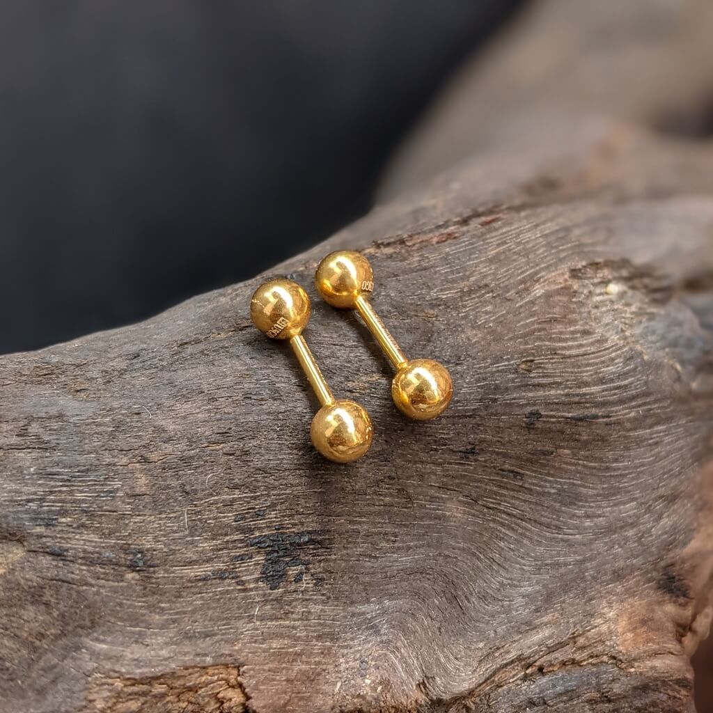 Earring - Plain 5mm Gold Ball Bugudi Earring - Plain 5mm Gold Ball Bugudi