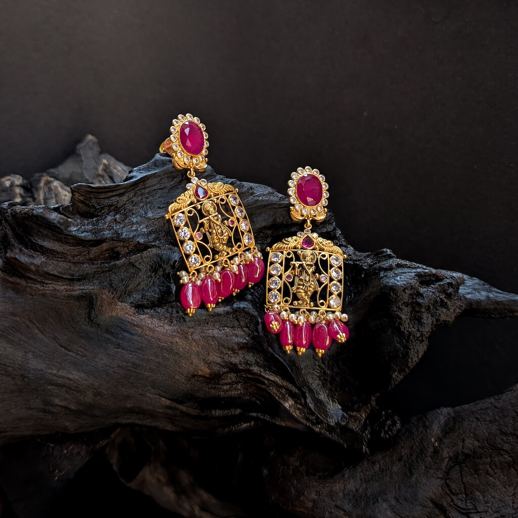 Earring - Synthetic Polki Colored Stone Earring - Synthetic Polki Colored Stone