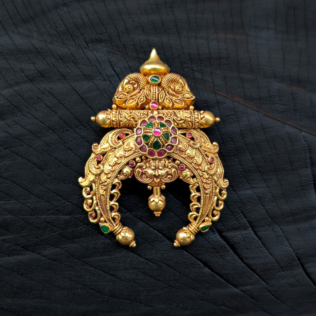 Pendant - 3L - Antique Peacock Keerthi Mukha Cob R+E Pendant - 3L - Antique Peacock Keerthi Mukha Cob R+E