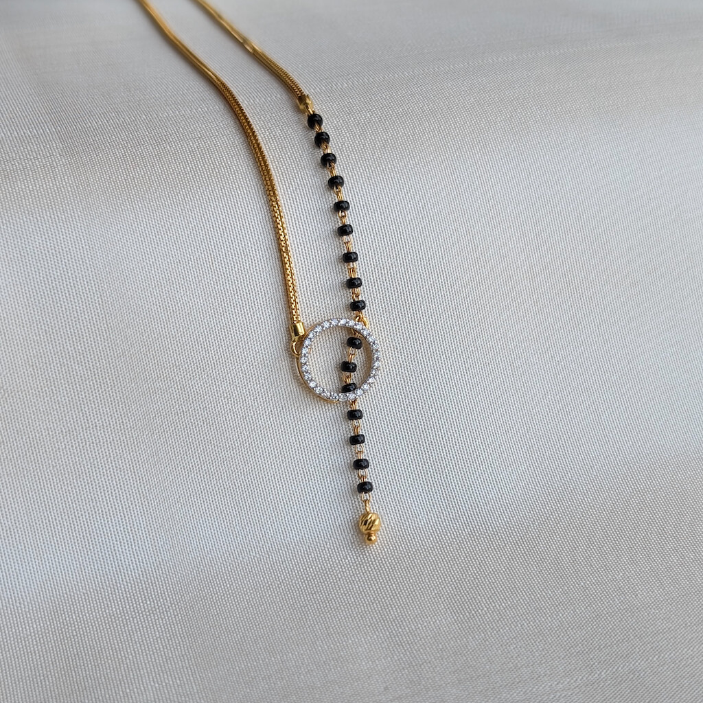 Kanti - Mangalsutra - Black Bead - Circle White CZ Kanti - Mangalsutra - Black Bead - Circle White CZ