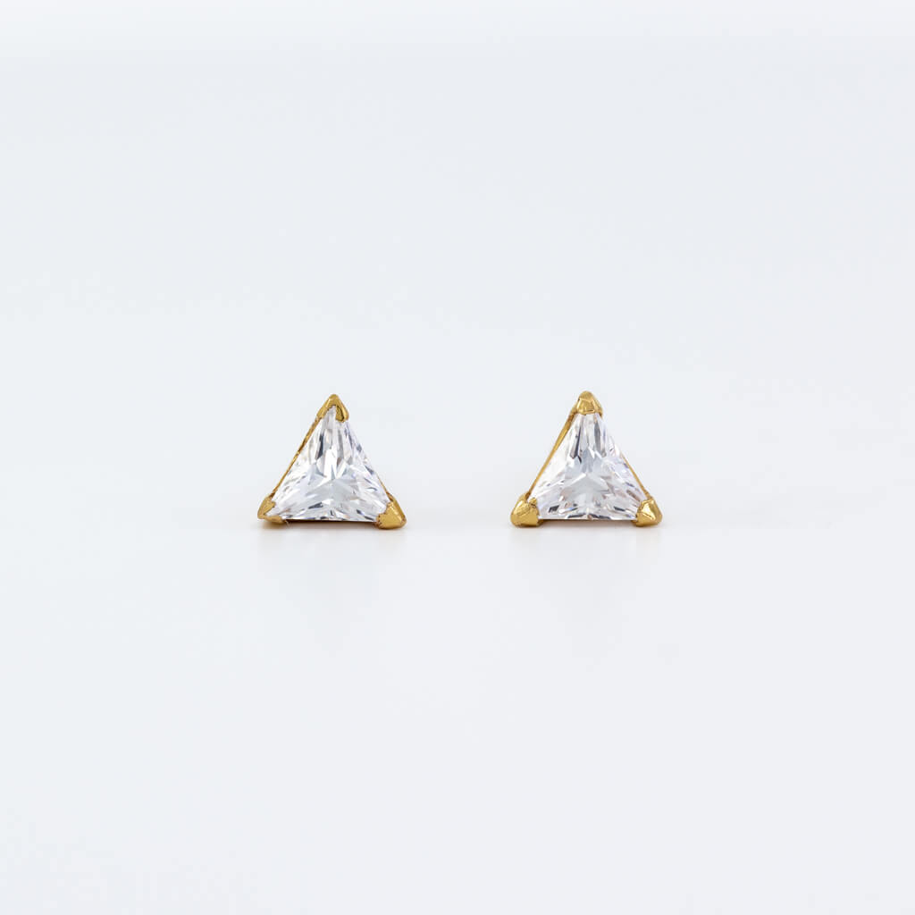 Earring - Prong Set Solitaire 6mmx5mm Triangle White Cz Earring - Prong Set Solitaire 6mmx5mm Triangle White Cz