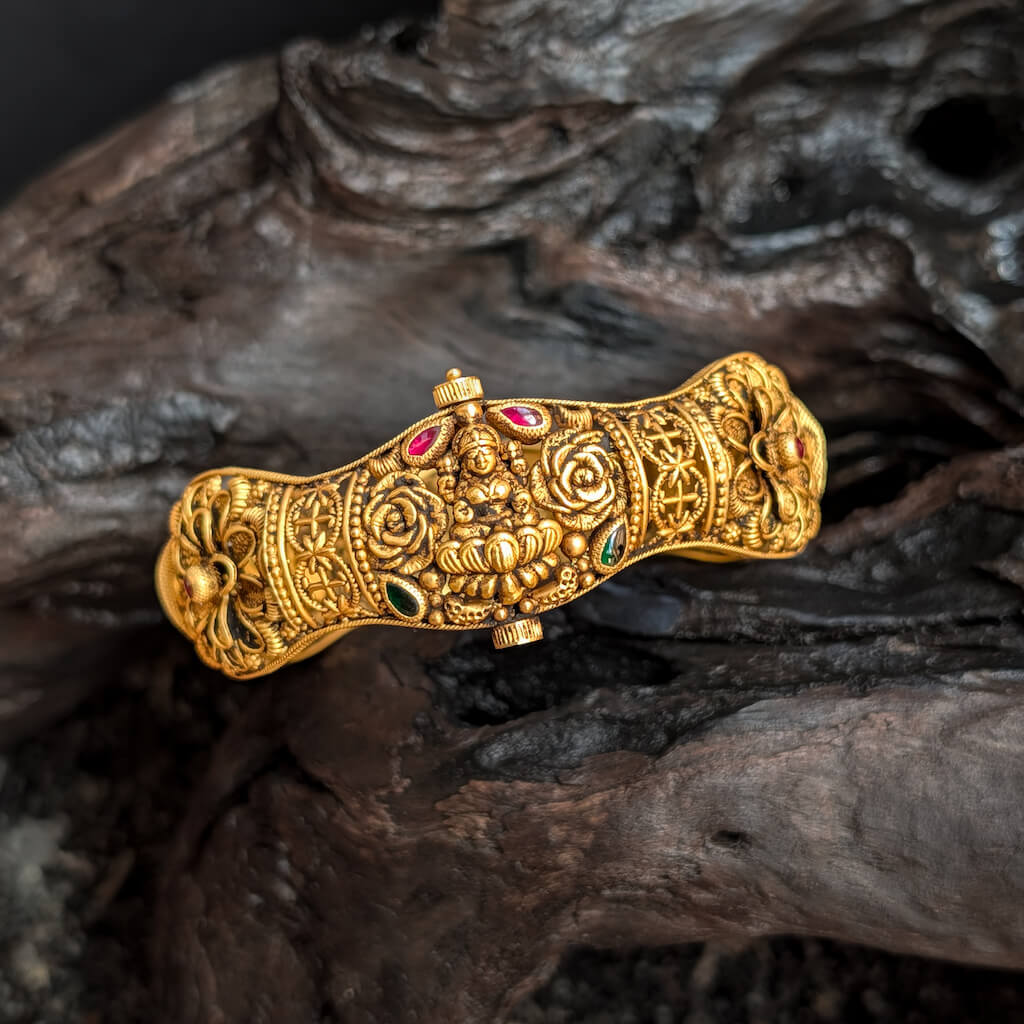 Kada - Antique EF Lakshmi Elephant Floral Cob R+E with Screw Kada - Antique EF Lakshmi Elephant Floral Cob R+E with Screw