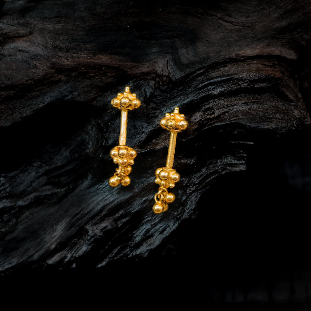 Earring – Gold Balls Bugudi With Gold Ball Hanging