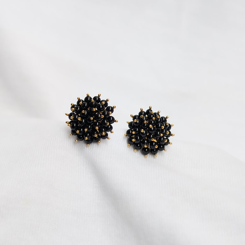Earring – Black Bead Bunch – Karimani