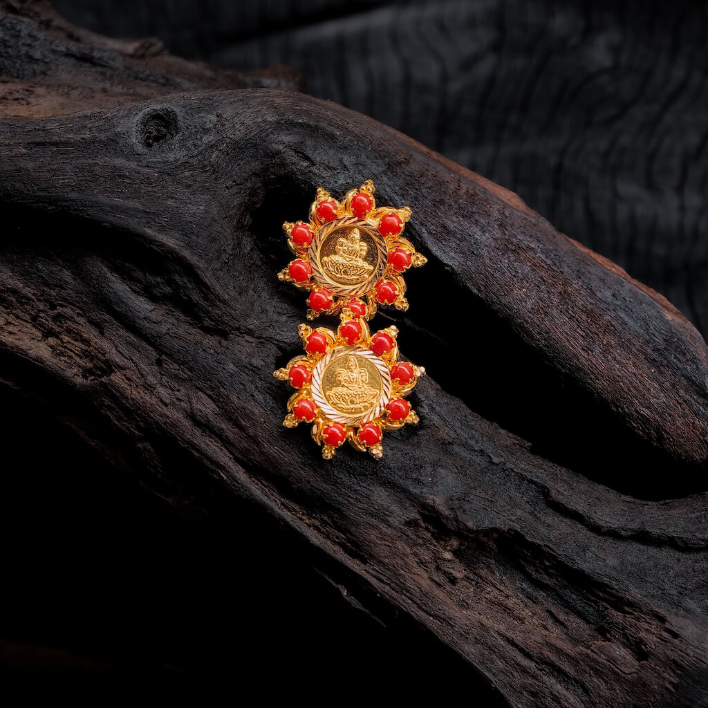 Earring – Coral Beads With Lakshmi