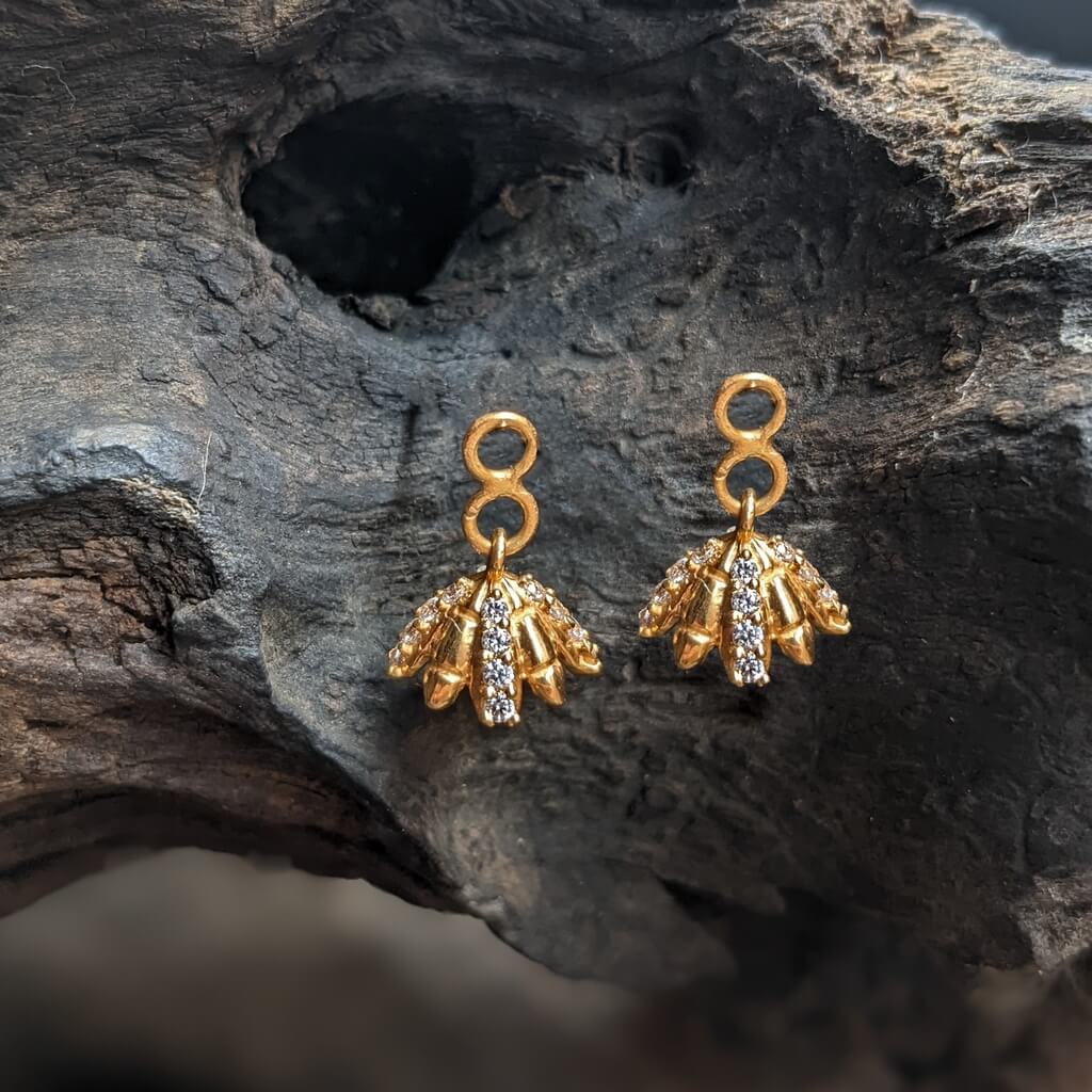 Earring – Kids – Jumka – White CZ – Hanging Only