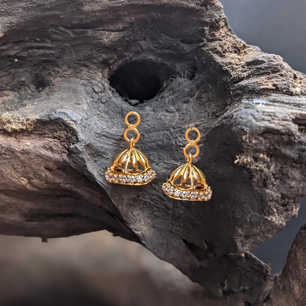 Earring – Kids – Jumka – White CZ – Hanging Only