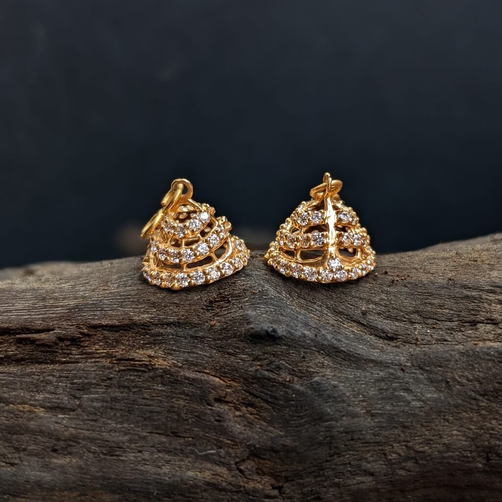 Earring – Kids – Jumka – White CZ – Hanging Only