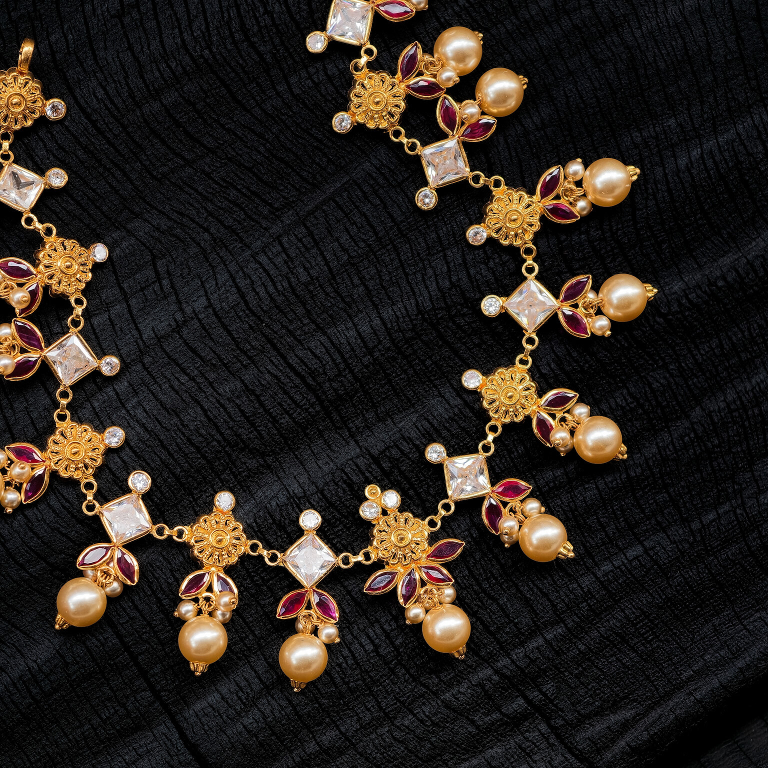 Necklace – Short – Synthetic Polki Colored Stone