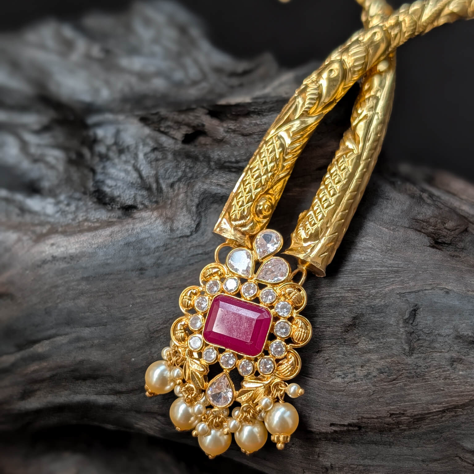 Necklace – Synthetic Polki and Colored Stones – Kante